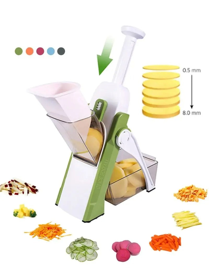 5-in-1 Manual Vegetable Cutter: Slicer, Chopper, Potato Slicer, French Fries Maker, Shredder, Peeler