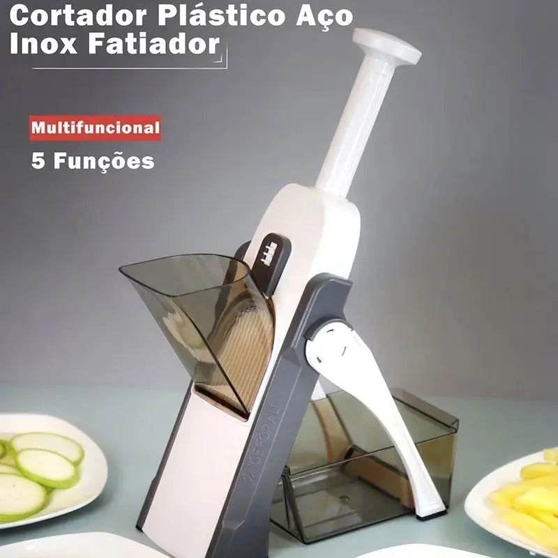 5-in-1 Manual Vegetable Cutter: Slicer, Chopper, Potato Slicer, French Fries Maker, Shredder, Peeler